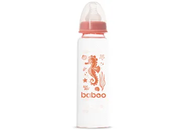 Stiklinis maitinimo buteliukas BABOO, nuo 3 mėn., 1 vnt.