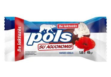 Sūrelis su aguonomis, šokol. gl., be lakt. POLS, 22,8% rieb., 45 g