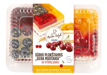 Sūrio plokštainis GERA NUOTAIKA su vyšnių įdaru , 1 kg