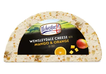 Sūris WENSLEYDALE su mangais ir apelsinais, 42 % rieb. s. m., 1 kg