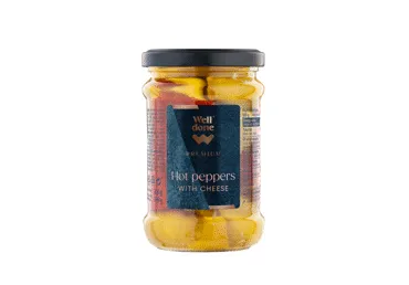 Sūriu įdarytos aitriosios paprikos WELL DONE PREMIUM, rapsų aliejuje, 250 g