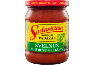 Švelnus SUSLAVIČIAUS pomidorų padažas su 5 rūšių žolelėmis, 500 g