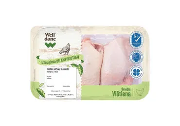 Šviež. viščiukų broilerių šlaunelės be antibiotikų WELL DONE, 500 g