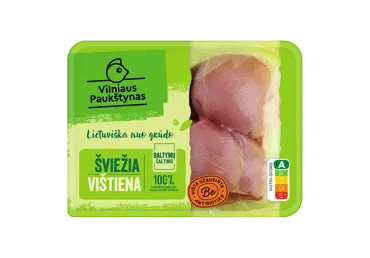 Šviežia broilerių, užaugintų be antibiotikų, šlaunelių mėsa, 500 g