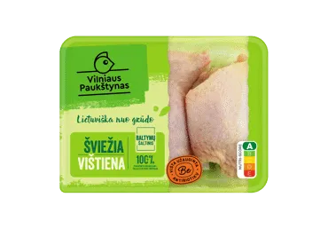Šviežios broilerių, užaugintų be antibiotikų, šlaunelės, 500 g