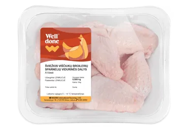 Šviežios viščiukų broil. sparnelių vidurinės dalys WELL DONE, 500 g