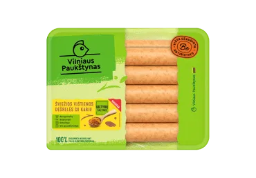 Šviežios vištienos dešrelės su kariu, 400 g