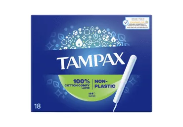 Tamponai TAMPAX Plastic Free, Super, 18 vnt.