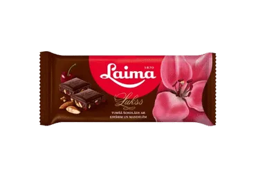 Tamsusis šokoladas LUKSS su vyšniomis ir migdolais, 90 g