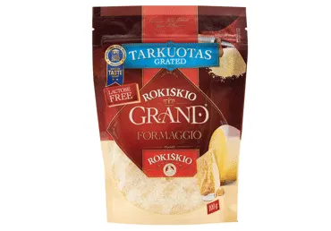 Tarkuotas kietasis ROKIŠKIO sūris GRAND, 37 % rieb. s. m., 100 g