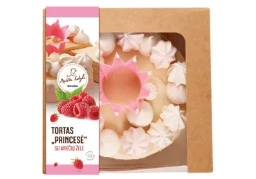 Tortas PRINCESĖ su aviečių žele, 1 kg
