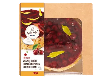 Tortas su vyšnių įdaru ir maskarponės skonio kremu, 1 kg