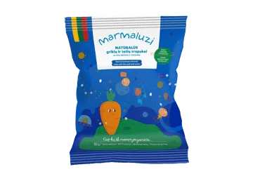 TRAPUKAI Grikių, lęšių su chia sėklomis ir morkomis - 36 mėn.  30g MARMALUZI