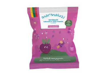 TRAPUKAI Kukurūzų, lęšių su burokėliais - 36 mėn, 30g MARMALUZI