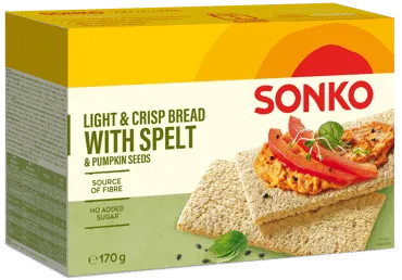 Traškios duonelės SONKO su speltomis ir moliūgų sėklomis, 170 g