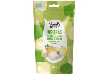 Traškūs karamelės kubeliai su imbieru RŪTA IMBIERAS, 120 g