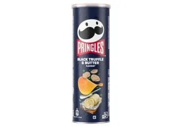 Traškus užkandis PRINGLES, juodųjų trumų, sviesto sk., 165 g