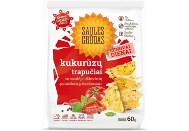 Trikampiai kukurūzų trapučiai SAULĖS GRŪDAS, pomidorų skonio, 60 g