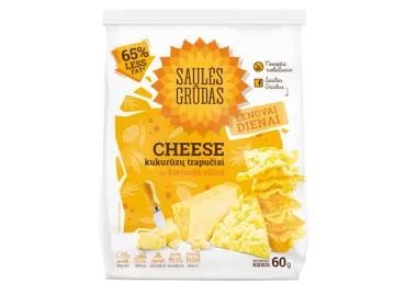 Trikampiai kukurūzų trapučiai SAULĖS GRŪDAS, sūrio skonio, 60 g