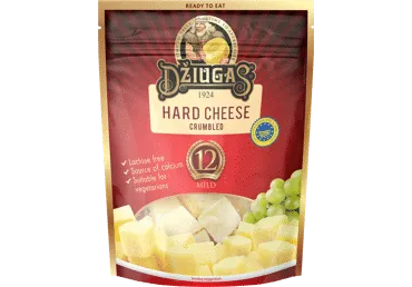 Sūris DŽIUGAS Mild, 12 mėn., 40% RSM, trupintas,  be laktozės, 100 g