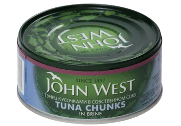 Tunų gabaliukai savo sultyse JOHN WEST, 145 g