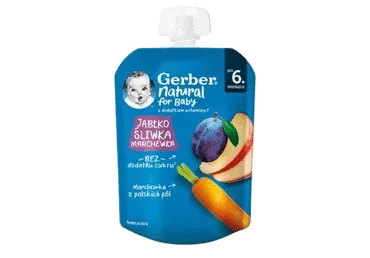 Tyrelė GERBER su obuoliais, slyvomis, morkomis (nuo 6 mėn.), 80 g