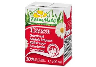 UAT grietinėlė FARM MILK, 30 % rieb., 200 ml