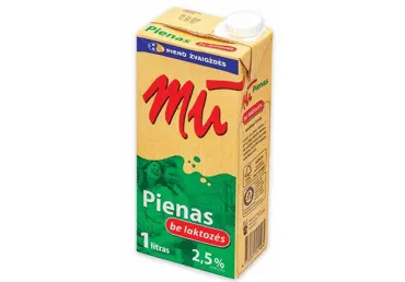 UAT pienas MŪ be laktozės, 2,5 % rieb., 1 l