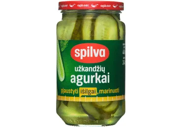 Užkandžių agurkai SPILVA (pjaustyti išilgai), 460 g