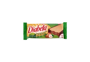 Vafliai DIABETA su lazdyno riešutų skonio įdaru ir fruktoze, 32 g