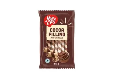 Vafliniai šiaudeliai su šokolado skonio įdaru MIO&RIO, 280 g