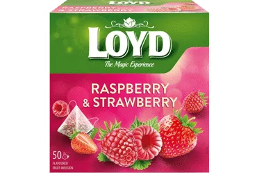 Aviečių ir braškių skonio vaisinė arbata LOYD, 50 pak.