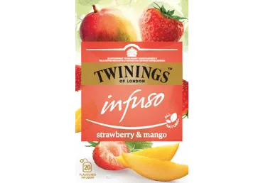 Vaisinė arbata TWININGS su braškių ir mangų gabaliukais, 40 g