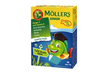 Vaisių skonio maisto papildas vaikams MOLLER'S, 45 vnt., 45 vnt.