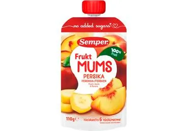 Vaisių tyrė SEMPER su persikais, bananais, nuo 6 mėn., 110 g