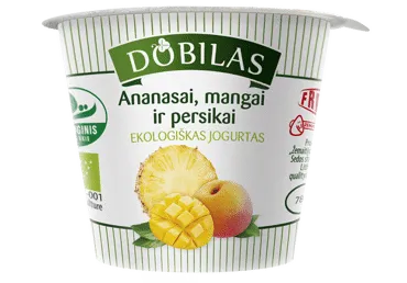 Valg. ekologiškas jogurtas DOBILAS su anan., mang., 2,5-3,5% rieb., 125 g