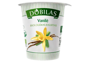 Valg. ekologiškas jogurtas DOBILAS su vanile, 3,2 % rieb., 300 g
