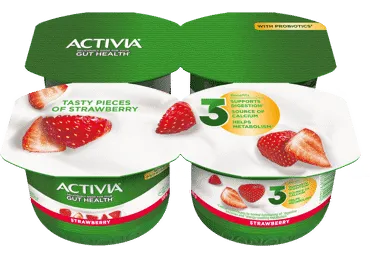 Valg. jogurtas su braškėmis ACTIVIA, 2,6 % rieb. , 4 x 120 g, 480 g