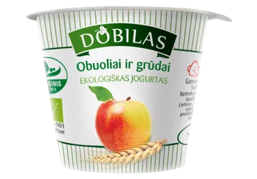 Valgom. ekologiškas jogurtas DOBILAS su obuoliais, 3,2 % rieb., 125 g