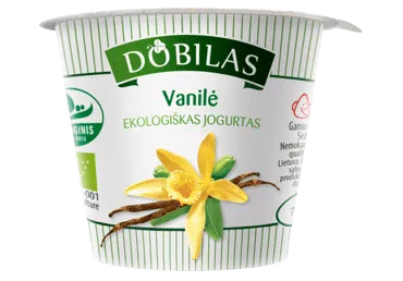 Valgom. ekologiškas jogurtas DOBILAS su vanile, 3,2 % rieb., 125 g