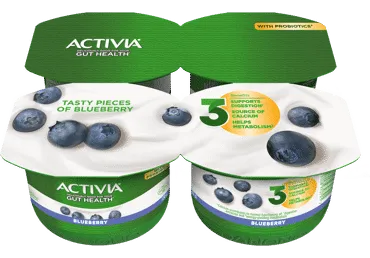 Jogurtas su mėlynėmis ACTIVIA, 4 x 120 g, 3 % rieb., 480 g