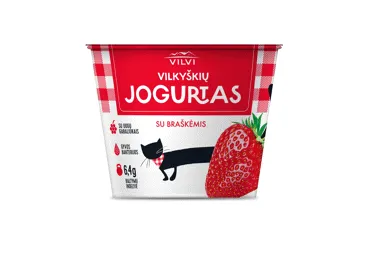 Jogurtas su braškėmis VILKYŠKIŲ, 3,6 % rieb., 200 g