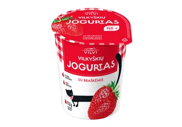 Jogurtas su braškėmis VILKYŠKIŲ, 3,6 % rieb., 350 g