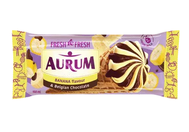 Valgomieji ledai AURUM, bananų ir vanilės skonio, 98 g