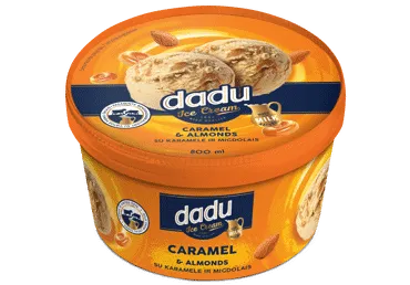 Valgomieji ledai DADU su karamelės įdaru, 440 g