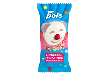 Valgomieji ledai POLS su kramtomąja guma, braškių skonio, 56 g