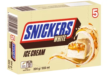Valgomieji ledai SNICKERS WHITE, baltojo šokolado sk., 204 g