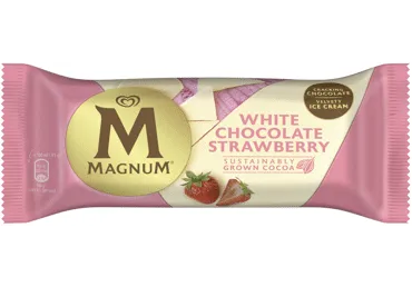 Valgomieji ledai STRAWBERRY WHITE MAGNUM, 81 g
