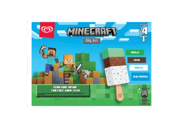 Valgomieji vaniliniai ledai MINECRAFT, šokolado skonio, 184 g
