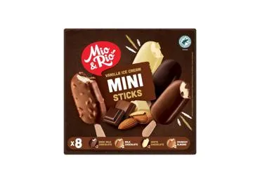 Vanilės sk. ledai su įv. šokol. glaistu MIO & RIO, 8 x 50 ml, 276 g